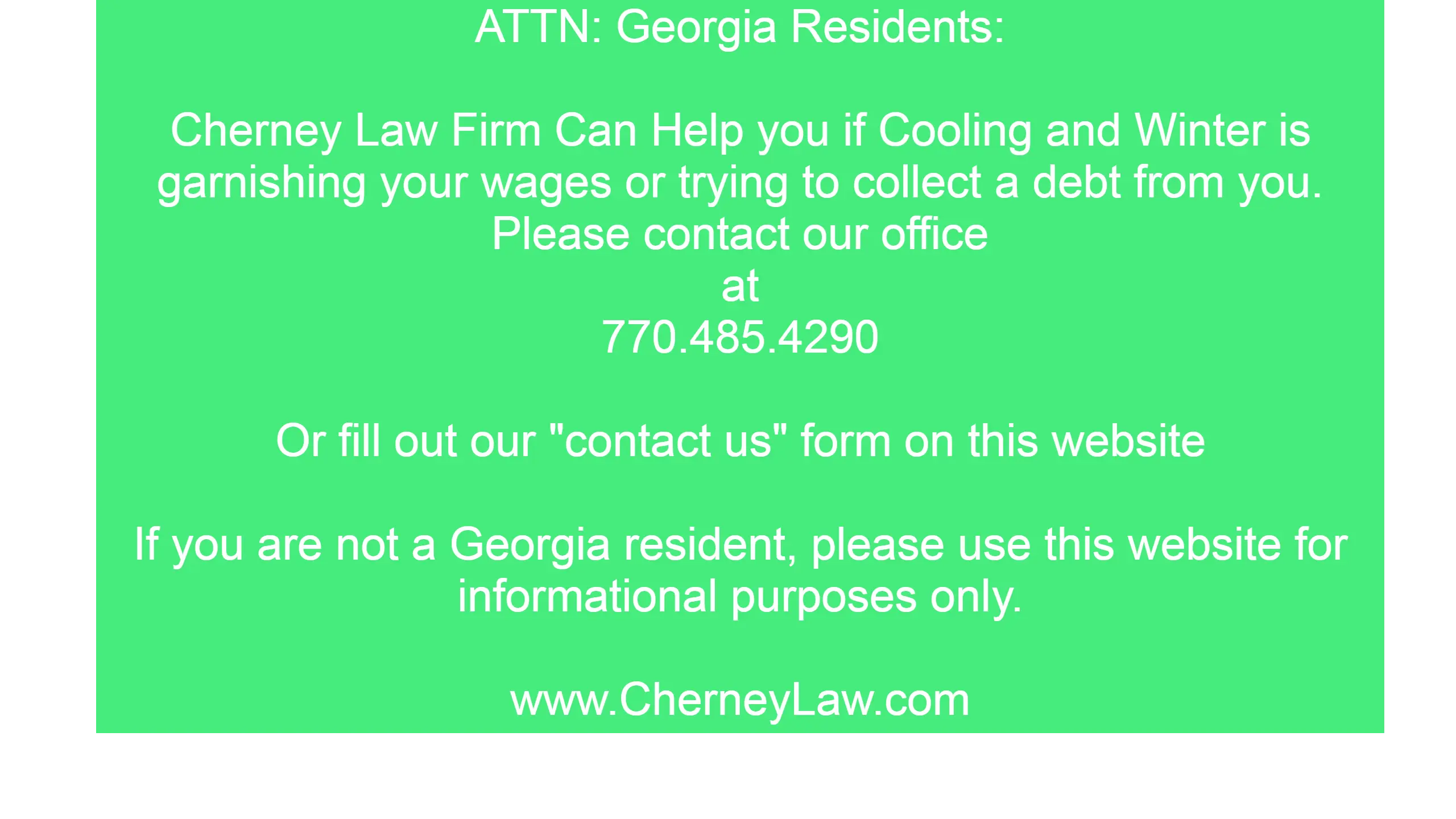 cooling and winter is debt collection law firm in georgia